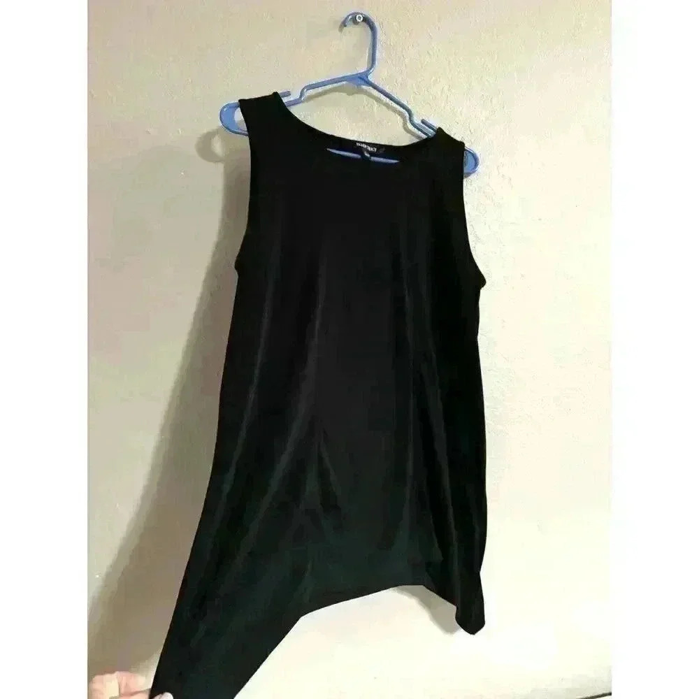 Ellen Tracy Women's Blouse Size L‎ Black Boat Neck Pullover Loose Top Sleeveless